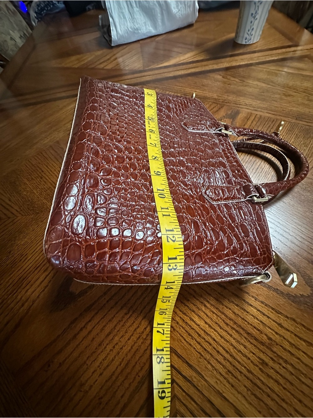 Brahmin Brown Croc-Embossed Satchel **READ** - Picture 10 of 11